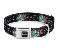 Rick and Morty Pet Collar, Dog Collar Metal Seatbelt Buckle, Rick Sanchez Multi Arm Portal Pose Black Blues Pinks, 11 to 16.5 Inches 1.0 Inch Wide