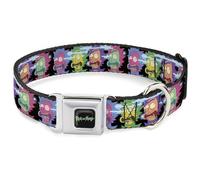 Rick and Morty Pet Collar, Dog Collar Metal Seatbelt Buckle, Rick Sanchez Screaming Face Black Multi Color, 11 to 16.5 Inches 1.0 Inch Wide
