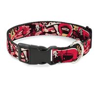 Rick and Morty Pet Collar, Dog Collar Plastic Buckle, Rick and Morty Anatomy Park Collage Reds Black, 13 to 17 Inches 1.5 Inch Wide