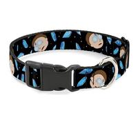Rick and Morty Pet Collar, Dog Collar Plastic Buckle, Rick and Morty Death Crystals Morty Expression Black Blues, 16 to 23 Inches 1.5 Inch Wide