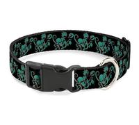 Rick and Morty Pet Collar, Dog Collar Plastic Buckle, Rick and Morty Psychedelic Monster Pose Black Greens, 9.5 to 14.5 Inches 0.5 Inch Wide