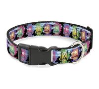 Rick and Morty Pet Collar, Dog Collar Plastic Buckle, Rick Sanchez Screaming Face Black Multi Color, 7 to 8.5 Inches 0.5 Inch Wide