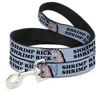 Rick and Morty Pet Leash, Dog Leash, Rick and Morty Shrimp Rick Pose and Text Light Blue Black, 6 Feet Long 1.0 Inch Wide