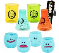 Rick and Morty Shot Glasses 8 Pack - Bundle with 2 Oz Mini Glasses Featuring Mr. Meeseeks and Lab Beakers Plus More | Rick and Morty Mini Cups Set