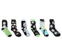 RICK AND MORTY Socks for Men - 6 Pack Character Crew Socks - Pickle Rick, Morty, Mr. Meeseeks, Squanchy, Shoe Size 6-12, Black, 4.5-12 UK