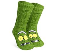 RICK AND MORTY Socks for Men & Teens UK Size 5-10, Soft & Warm Fluffy Slipper Socks with Non Slip Grip Pads, Gifts for Him (Green)