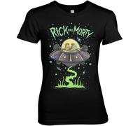 Rick And Morty Spaceship Girly Tee Damen T-Shirt Black
