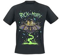 Rick and Morty Space Cruiser Adults Black T-Shirt - Large