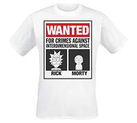 Rick And Morty T Shirt Mens | Wanted Poster White Top | Short Sleeve Cotton Tee Small
