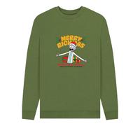 Rick & Morty Men's Happy Human Holidays Sweatshirt in Khaki | Size: XL Rick & Morty Khaki XL