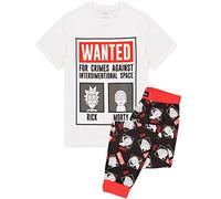 Rick and Morty Wanted Men's Pyjamas Poster T-Shirt and Lounge Pant's, Multicoloured, M