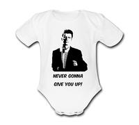 RICK ASTLEY NEVER GONNA GIVE YOU UP Personalised Unique Baby Vest Baby Grow Babygrow Cute Novelty Boys Girls Unisex Funny