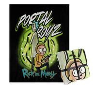 RICK AND MORTY Fleece Blanket Super Soft Blanket Throw Bed Accessories 150 x 130 Sofa Throw Bed Blankets Gifts for Him (Black/Green)