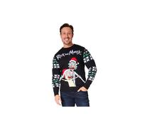 Rick & Morty Men's Christmas Jumper Warm Funny Xmas Sweater Pullover Top in Black | Size: 2XL Rick & Morty Black 2XL