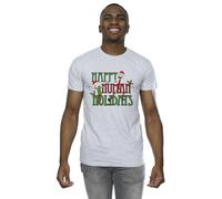 Rick & Morty Men's Happy Human Holidays T-Shirt in Grey | Size: 2XL Rick & Morty Grey 2XL