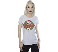 Rick & Morty Women's Christmas Wreath Cotton T-Shirt in Grey | Size: 2XL Rick & Morty Grey 2XL