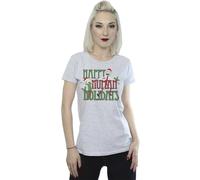 Rick & Morty Women's Happy Human Holidays Cotton T-Shirt in Grey | Size: 2XL Rick & Morty Grey 2XL