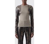 RICK OWENS Long-Sleeve Sequin-Embellished Slim Fit Top with Crew Neck - Size: 42 - female