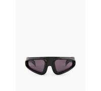Rick Owens Mens Blk Temple Lens Shiny Ryder Wrap-around Acetate Sunglasses 1size