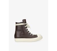 Rick Owens Mens Rick Owens Grained Leather High-Top Trainers Dark Brown Eur 44 / 10 UK Men