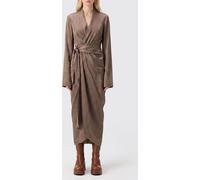 RICK OWENS Midi Wrap Shirt Dress in Cupro with Long Sleeves - Size: 44 - female