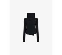 Rick Owens Womens Rick Owens Asymmetrical-Zip Long-Sleeve Cady-Crepe Biker Jacket Black 6