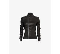 Rick Owens Womens Rick Owens Gary High-Neck Stretch-Leather Blend Jacket Black 10