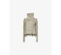 Rick Owens Womens Rick Owens Naska Funnel-Neck Leather Biker Jacket Drk Pearl 12