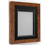 Frame Company Rickman Box 3D Photo Frame, Wood, Rustic with Black Mount, 14x11 for Image Size A4