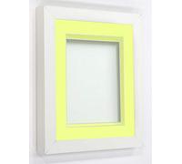 Frame Company Rickman Box 3D Photo Frame, Wood, White with Lemon Bon Bon Mount, A4 for Image Size 10x6 inch