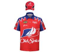 Ricky Bobby Costume Short Sleeve Shirt Cap Hat Outfit Adult Men Talladega Nights Wonder Halloween Cosplay Props (Red, Large), Red, Large