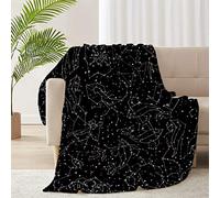 RICKYOUNG Black & White Stars Constellations Map Fleece Flannel Lightweight Blankets Plush Microfiber Bedding Throw Blanket for Couch and Bed 60"x50" for Teen