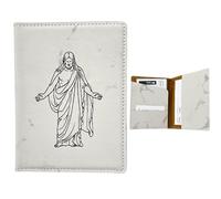 Ricky's Laser Engraving Leatherette LDS Temple Recommend Holder with Name, Temple Ordinance Card Holder, Premium Leather LDS Card Holder for Family and Temple Service, Leather TR Holder, White Marble