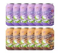 RICO Coconut Milk Bubble Twaianese Drink 350g (12 Can) - Assorted 2 Flavours - Taro & Brown Sugar Milk Tea - Asian Beverage - Cans Beverage - Chewy Boba
