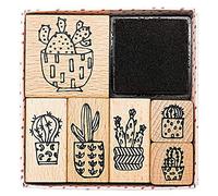 Rico Design 6 wooden stamps with inker -Cactus