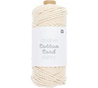 Rico Design Creative Cotton Cord Skinny Macrame Yarn 190 g 55 m in Natural - Crochet Yarn, Knitting Yarn - Wool/Yarn for Knitting, Crochet and Crafts - DIY