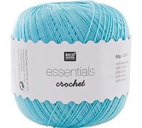 Rico Design ESSENTIALS CROCHET TURQUOISE, 100% Cotton, 7.5 x 7.5 x 8 cm