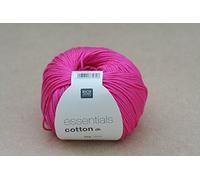 Rico Design Essentials Double Knitted Yarn, 100 Percent Cotton, Fuchsia