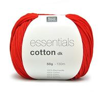 Rico Design Essentials Double Knitted Yarn, 100 Percent Cotton, Red