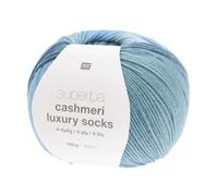 Rico Design Superba Cashmeri Luxury Socks 4 Thread 100 g Ball of Sock Wool for Your Feet Colour: Blue (025 - Gradient Blue)