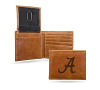 Rico Industries Alabama Crimson Tide Laser Engraved Bill-fold Wallet - Slim Design - Great Gift, Brown