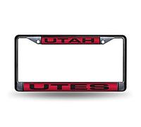 Rico Industries FCLB530101 NCAA Utah Utes Laser Cut Inlaid Standard Chrome License Plate Frame, Black,6" x 12.25"