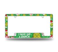 Rico Industries Grinch Drive Like a Grinch 12" x 6" Chrome All Over Automotive License Plate Frame for Car/Truck/SUV