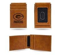 Rico Industries Laser Engraved Front Pocket Wallet, Green Bay Packers, Brown