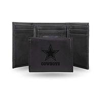 Rico Industries Laser Engraved Trifold Leather Wallet, Dallas Cowboys, Lightweight Black