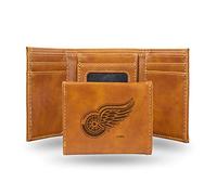 Rico Industries Laser Engraved Trifold Wallet, Detroit Red Wings, 3.25 x 4-inches, Brown