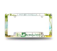Rico Industries Margaritaville 5 O'Clock 12" x 6" Chrome All Over Automotive License Plate Frame for Car/Truck/SUV