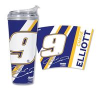 Rico Industries NASCAR Racing Chase Elliott 24oz Acrylic Tumbler with Hinged Lid, Officially Licensed Double Wall Tumbler with Straw