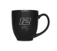 Rico Industries NASCAR Racing Ryan Blaney 15oz Laser Engraved Matte Black Ceramic Bistro Mug - for Hot or Cold Drinks