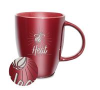 Rico Industries NBA Basketball Miami Heat Alternate 1 15oz Laser Engraved Matte Black Ceramic Bistro Mug - for Hot or Cold Drinks